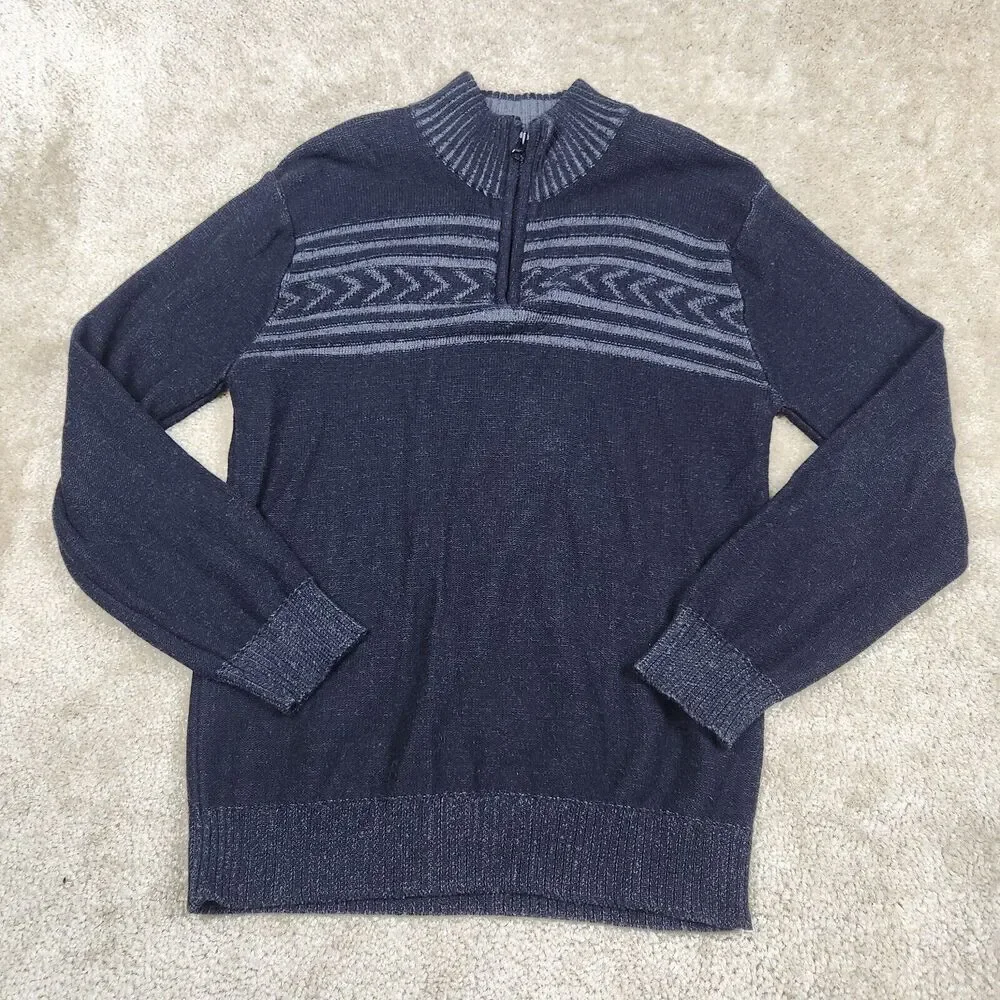 American Rag Cie Sweater Mens M Black 1/4 Zip Mock Neck Pullover Stretch A683